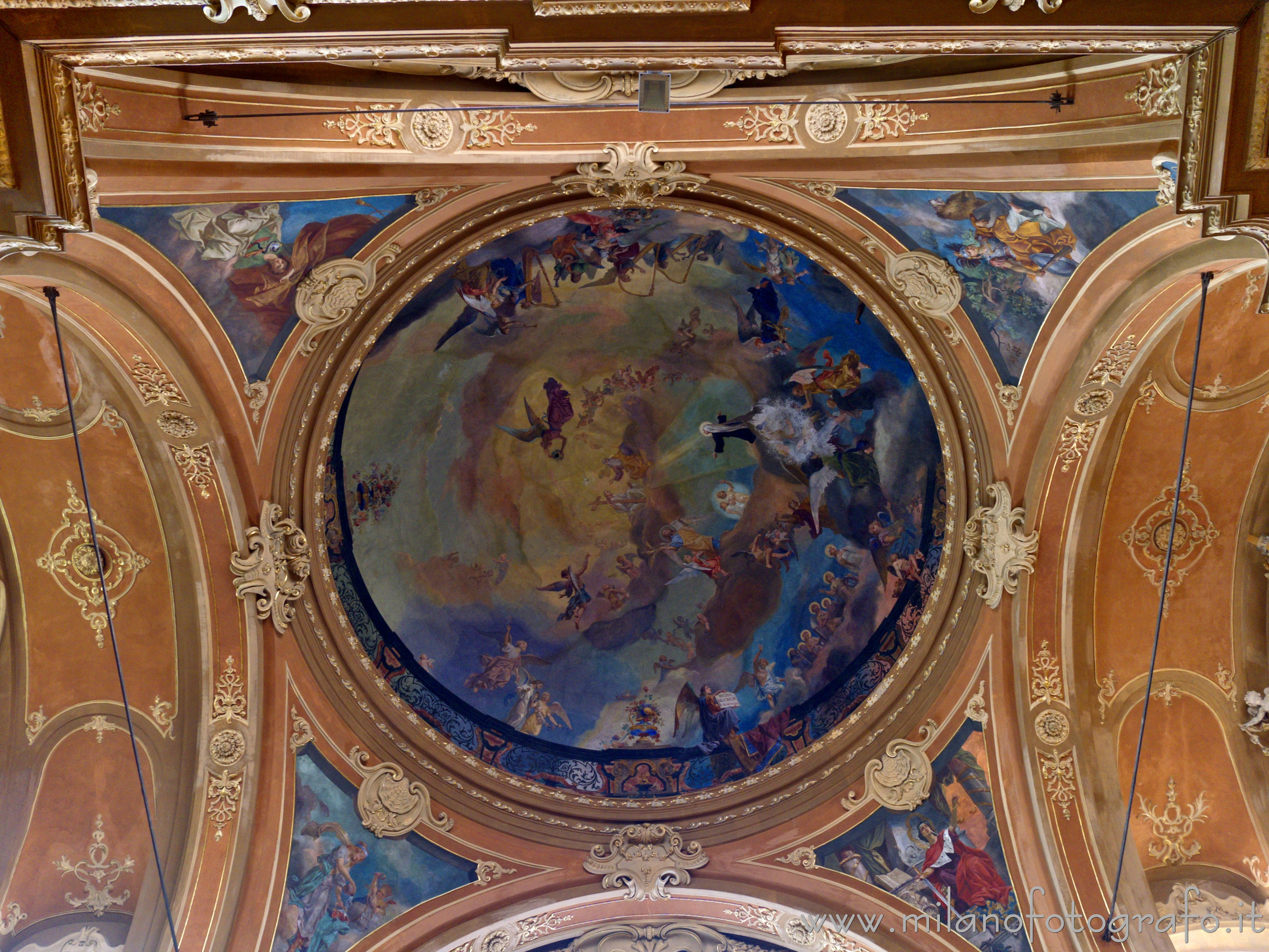 Milan (Italy) - Frescoed dome at the entrance of the Church of Santa Francesca Romana